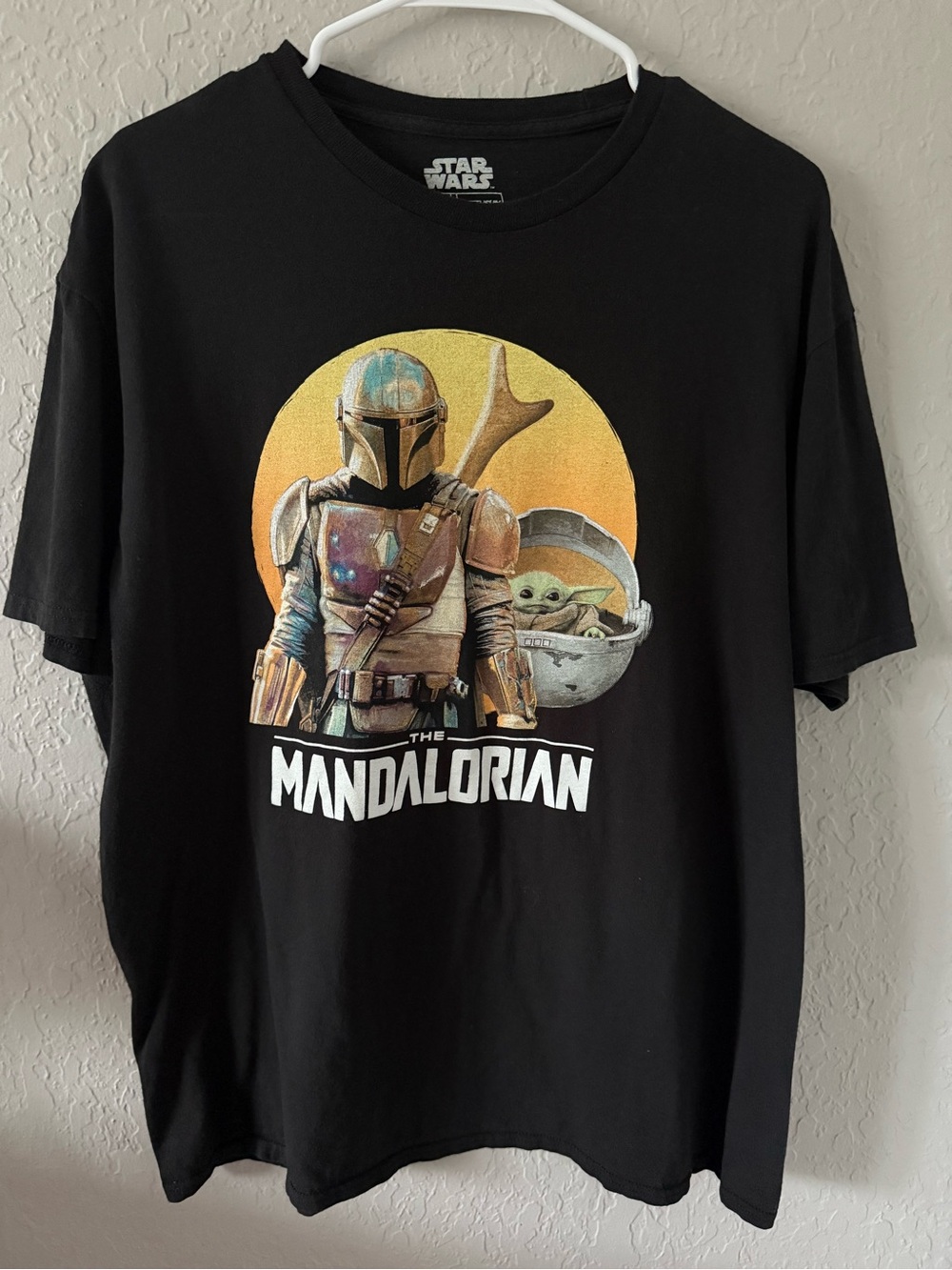 Star Wars Mandalorian Graphic Tee in Black with Yellow Accent Mens XL